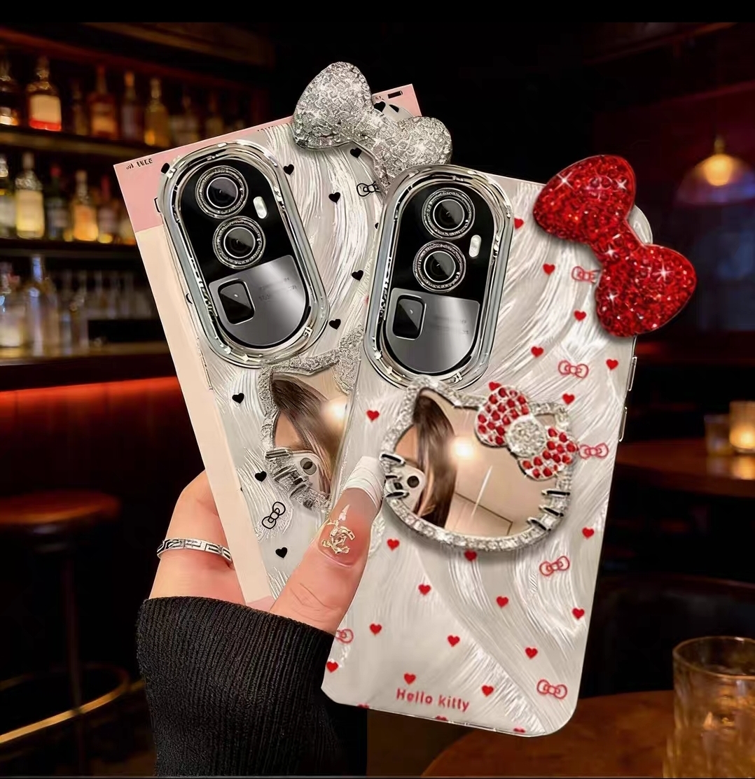 Heart Mirror Bow Case ( Red &amp;amp;amp; Silver )